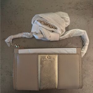 Kate Spade Tan and Gold Clutch